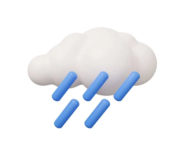 雨雲3D天気 漫画のトレンディーなスタイルで孤立最小3Dレンダリングイラスト — ストック写真