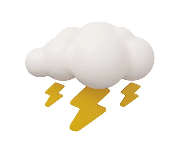 Chmura Pioruna Pogody Odizolowany Minimalny Renderowania Ilustracji Kreskówki Modny Styl — Zdjęcie stockowe