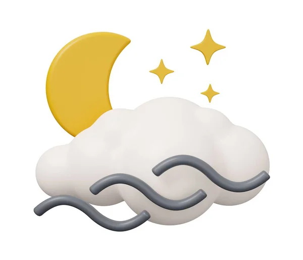 Mond Wind Wolken Wetter Isolierte Minimale Darstellung Cartoon Trendstil — Stockfoto