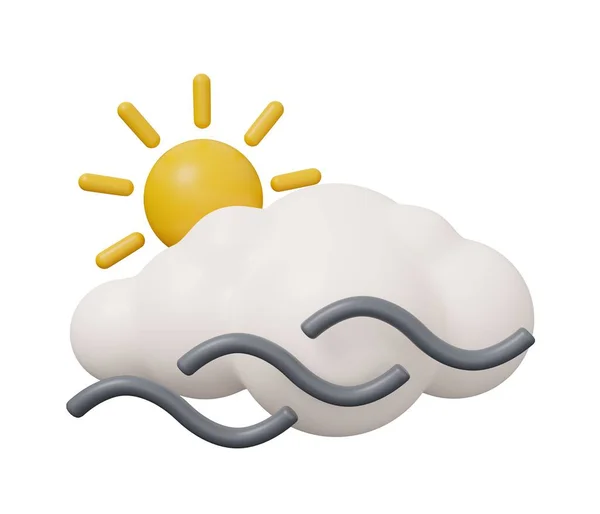 Wiatr Słońce Chmura Pogoda Odizolowany Minimalny Renderowania Ilustracji Kreskówki Modny — Zdjęcie stockowe