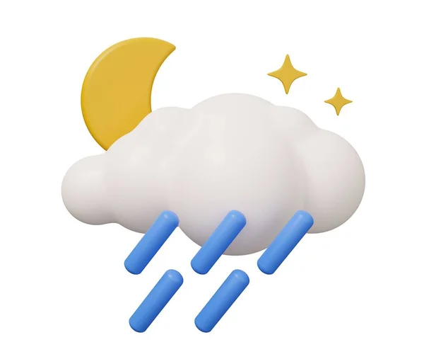 Mond Regen Wolken Wetter Isolierte Minimale Darstellung Cartoon Trendstil — Stockfoto