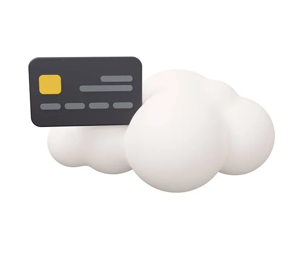 Chmura Karty Kredytowej Ilustracji Minimalna Ilustracja Renderowania Izolowane Białym Tle — Zdjęcie stockowe