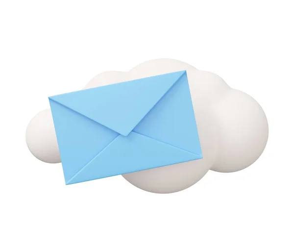 Mail Cloud Render Минимальная Трехмерная Иллюстрация Белом Фоне — стоковое фото