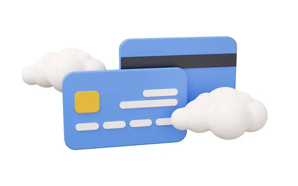 Credit Card Cloud Illustration Minimal Render Illustration Isolated White Background — Stock Photo, Image