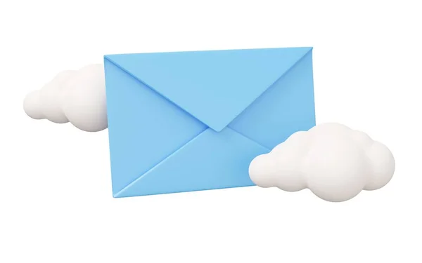 Mail Σύννεφο Καθιστούν Minimal Καθιστούν Την Εικόνα Απομονωμένη Λευκό Φόντο — Φωτογραφία Αρχείου