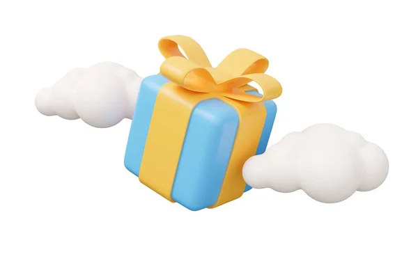 Gift Cloud Renderen Minimale Weergave Illustratie Geïsoleerd Witte Achtergrond — Stockfoto