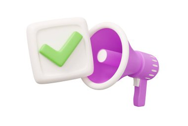 beyaz arkaplanda izole edilmiş minimal çizgi film tarzında imleç megafonu 3d canlandırma çizelgesini işaretle.