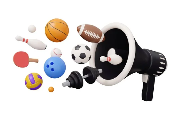 Sport Equipment Megaphone Render Illustration Minimal Cartoon Style Isolated White — Stock Photo, Image
