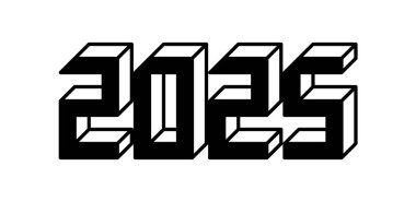 2025 yılı. - Mutlu yıllar. Basit spor tarzları mutlu yıllar 2025. Soyut sayı vektör illüstrasyonu. Tebrik kartı, davetiye, takvim vesaire için tatil tasarımı. vektör stoku illüstrasyonu.