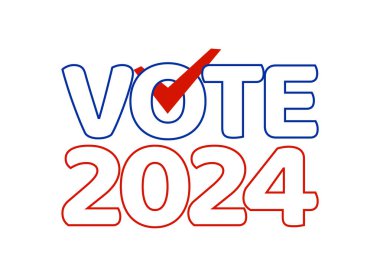 Başkanlık 2024 seçim yılı. ABD seçim pankartı oy vermeye davet ediyor. 2024 'teki Birleşik Devletler başkanlık seçimleri için poster...