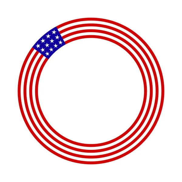 Rotondo Cornice Bandiera Americana — Vettoriale Stock