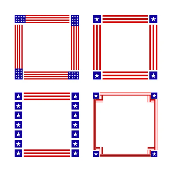Quadrato Cornice Bandiera Americana — Vettoriale Stock