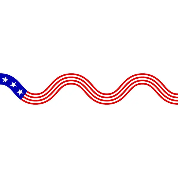 Etats Unis Drapeau Ligne Ondulée — Image vectorielle