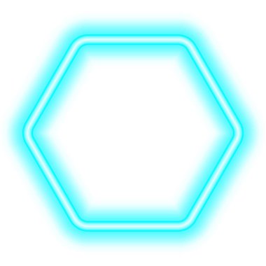 mavi neon altıgen çerçeve.