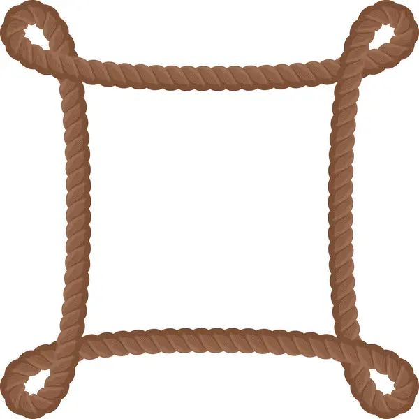 Brown Rope Knot Corner Border — Stock Vector