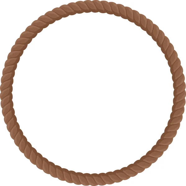 茶色のロープの円形フレームの境界 — ストックベクタ