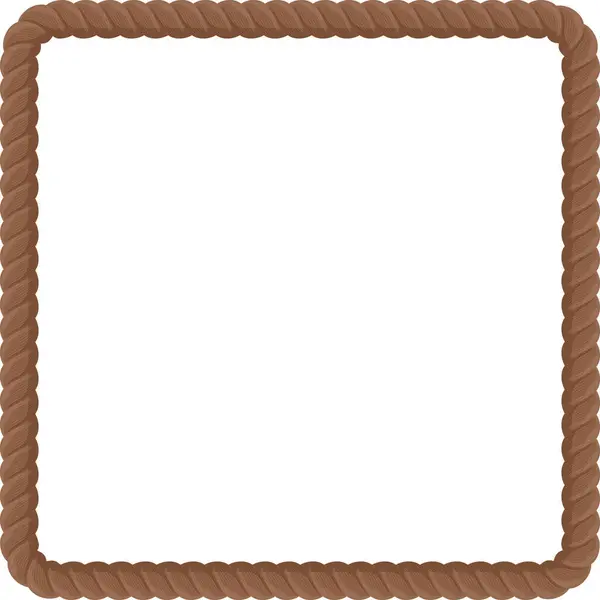 茶色いロープ正方形フレーム — ストックベクタ