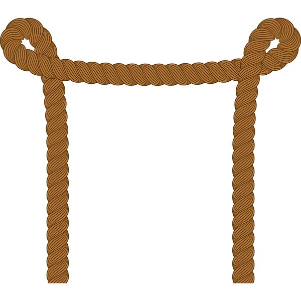 Brown Knot Corner Border Rope — Stock Vector