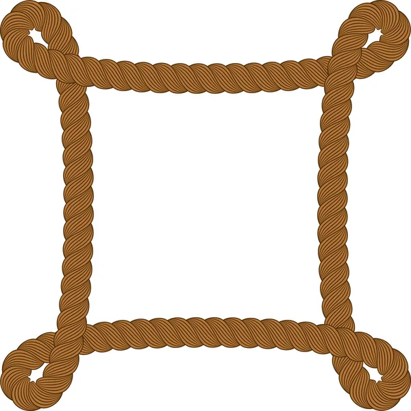 Brown Knot Corner Border Rope — Stock Vector