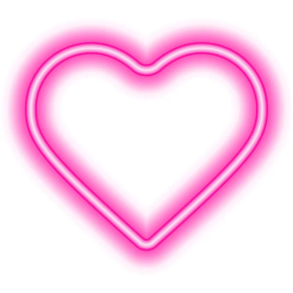 Różowa Ramka Serce Neon — Wektor stockowy