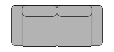 Koltuk 2 koltuklu Üst Görünüm Vektör Çizim Tasarımı.