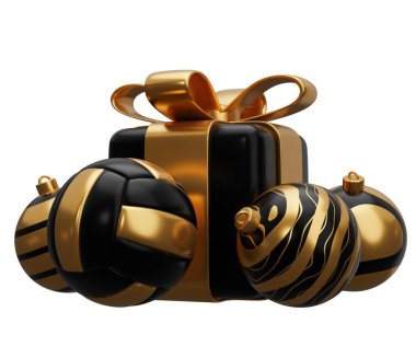 Voleybol yılbaşı hediyesi. Beyaz arkaplanda 3 boyutlu resimleme izole edildi.