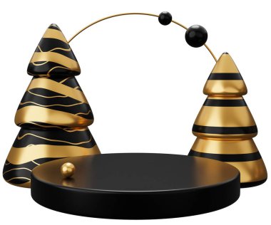 Noel kürsüsü kemeri. Beyaz arkaplanda 3 boyutlu resimleme izole edildi.