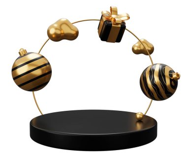 Noel kürsüsü kemeri. Beyaz arkaplanda 3 boyutlu resimleme izole edildi.