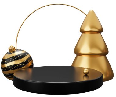 Noel kürsüsü kemeri. Beyaz arkaplanda 3 boyutlu resimleme izole edildi.