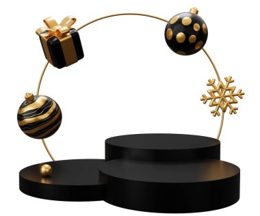 Noel kürsüsü kemeri. Beyaz arkaplanda 3 boyutlu resimleme izole edildi.