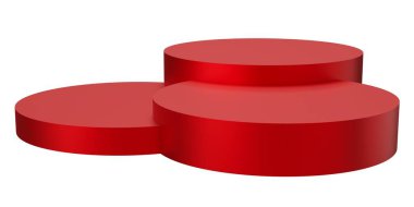 Podyum kaidesi 3D. Beyaz arkaplanda 3 boyutlu resimleme izole edildi.