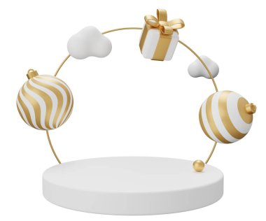 Noel kürsüsü kemeri. Beyaz arkaplanda 3 boyutlu resimleme izole edildi.