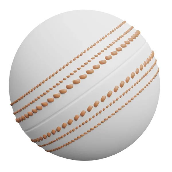 Witte Cricket Bal Sportuitrusting Weergave Illustratie Geïsoleerd Witte Achtergrond — Stockfoto