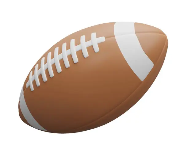 茶色のラグビーボールのスポーツ用品 白い背景で隔離された3Dレンダリングイラスト — ストック写真
