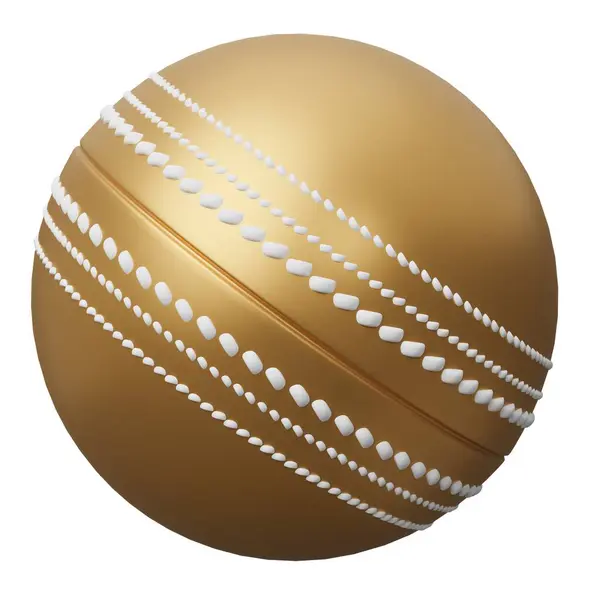 Gold Cricket Ball Sportgeräte Darstellung Auf Weißem Hintergrund Isoliert — Stockfoto