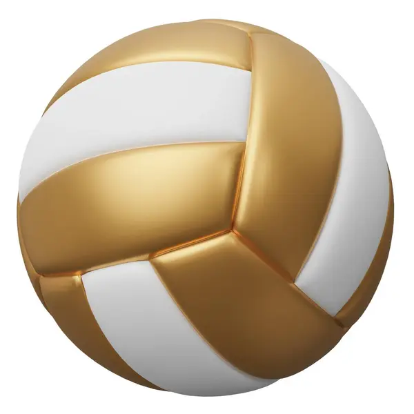 Ouro Voleibol Bola Equipamento Desportivo Renderização Ilustração Isolada Fundo Branco — Fotografia de Stock