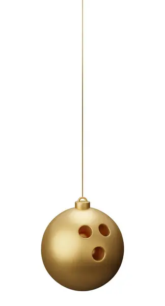 Bowling Ball Hanging Christmas Bauble Render Illustration Isolated White Background — Stock Photo, Image