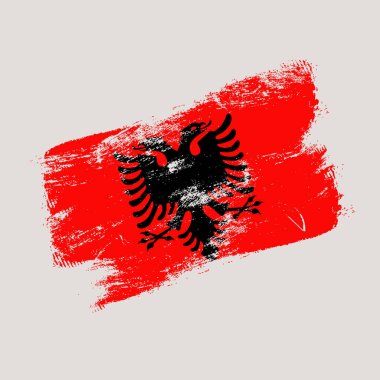 Albania Grunge bayrağı. Işık arkaplan üzerinde izole edilmiş ulusal vektör illüstrasyonu.