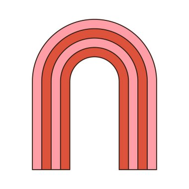 Gökkuşağı modası modası geçmiş Retro karikatür Sevgililer Günü elementi 70 'lerin modasına uygun. Vektör illüstrasyonu..