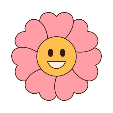 70 'lerin modası geçmiş modaya uygun modası geçmiş 60' ların modasına uygun eski moda Retro karikatür Sevgililer Günü öğesi. Vektör illüstrasyonu..