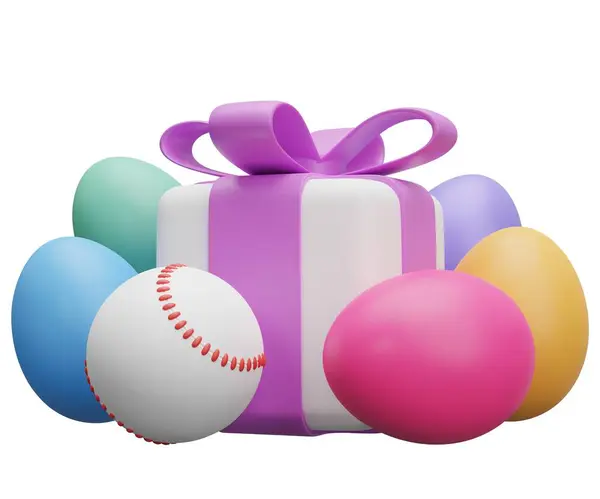 Baseball Ostergeschenk Darstellung Auf Weißem Hintergrund Isoliert — Stockfoto