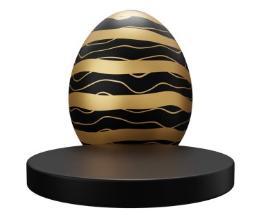 Paskalya yumurtası kaidesi. Beyaz arkaplanda 3 boyutlu resimleme izole edildi.