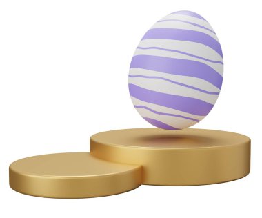 Paskalya yumurtası kaidesi. Beyaz arkaplanda 3 boyutlu resimleme izole edildi.