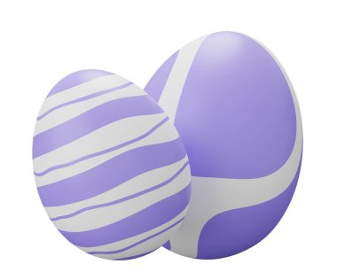 Paskalya yumurtası. Beyaz arkaplanda 3 boyutlu resimleme izole edildi.