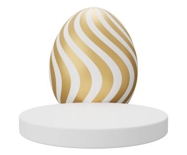 Paskalya yumurtası kaidesi. Beyaz arkaplanda 3 boyutlu resimleme izole edildi.