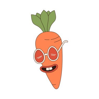 Havuç retro moda ikonu. Mutlu Paskalya düz vektör illüstrasyon simgesi.