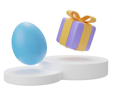 Paskalya yumurtası kaidesi. 3 boyutlu resimleme. Ürün gösterisi için Paskalya temeli sahneniz kutlu olsun..