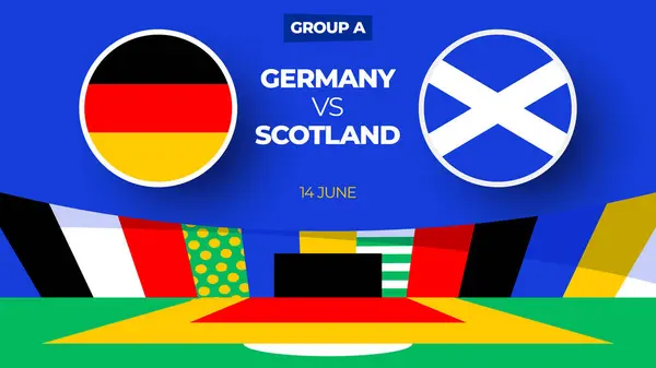 Germania Scoția Fotbal 2024 Meci Față Meciul Din Faza Grupelor — Vector de stoc