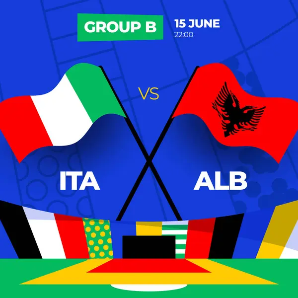 Italia Albania Meci Fotbal 2024 Meciul Din Faza Grupelor 2024 — Vector de stoc