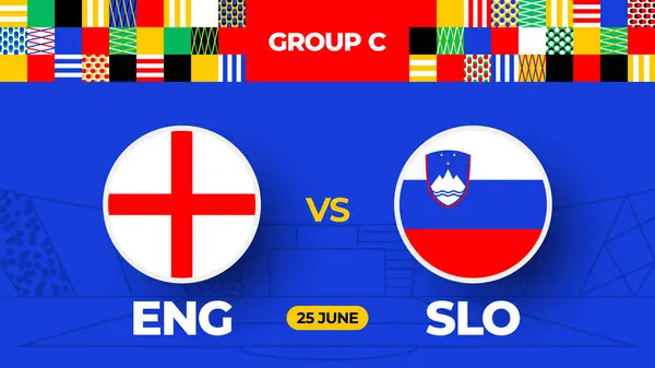 Anglia Slovenia Meci Fotbal 2024 Meciul Din Faza Grupelor 2024 — Vector de stoc